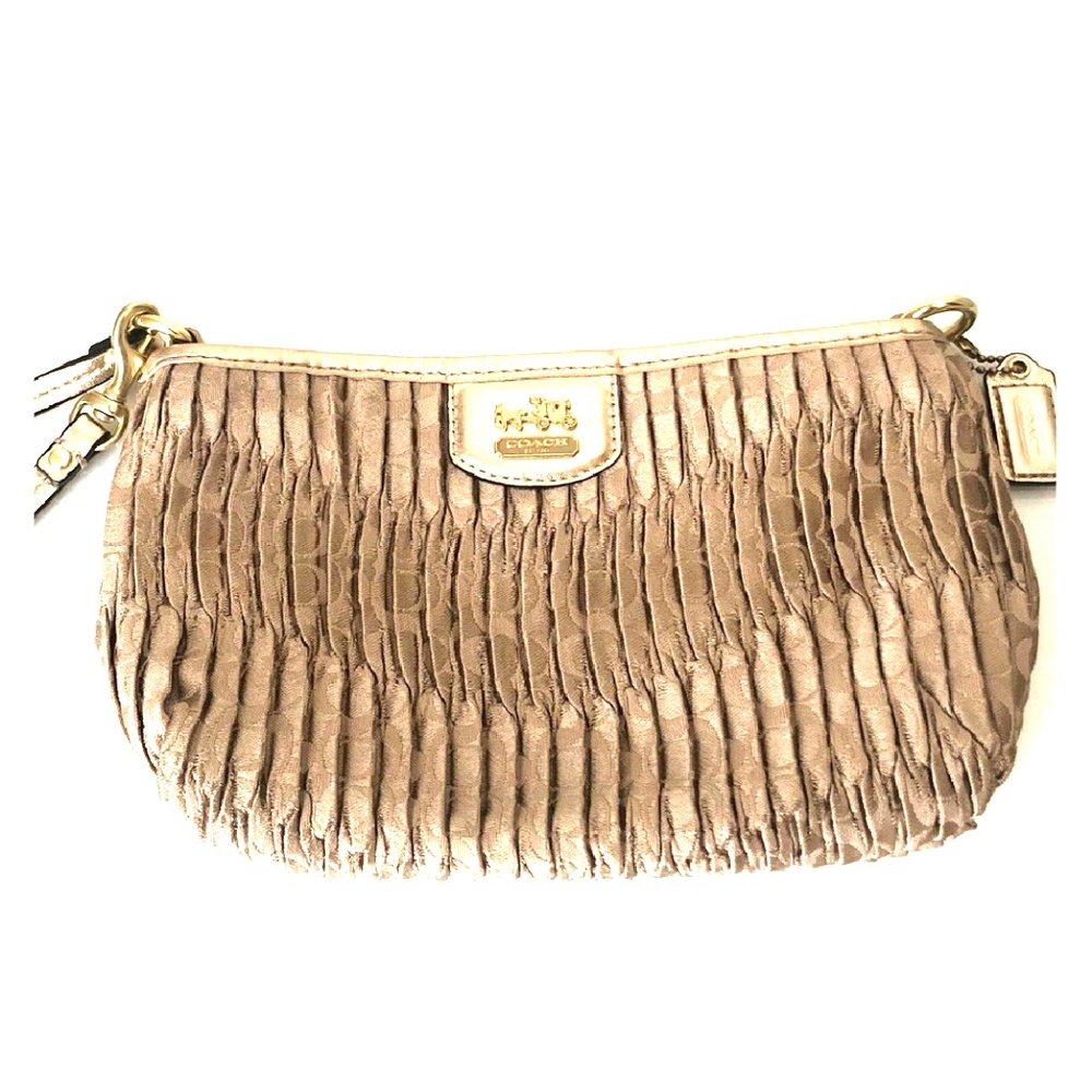 Coach gold wristlet purple interior